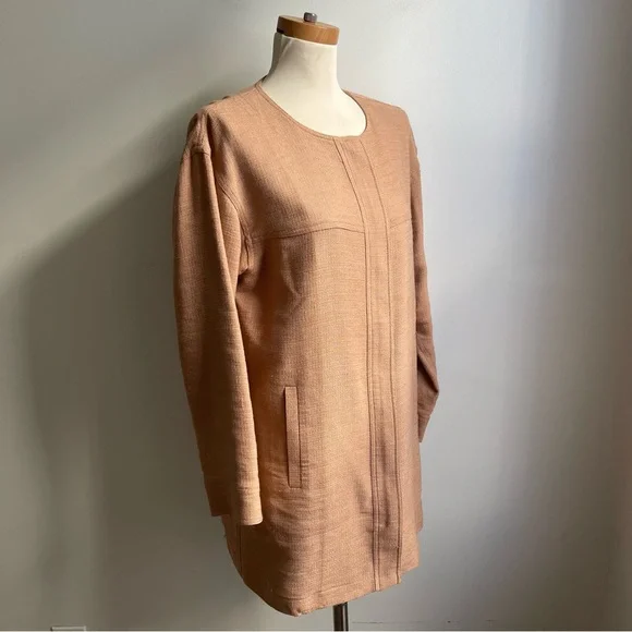 Vintage 90s DKNY Donna Karan Made In Italy Linen Blend Zip Jacket Beige Medium - Picture 3 of 10